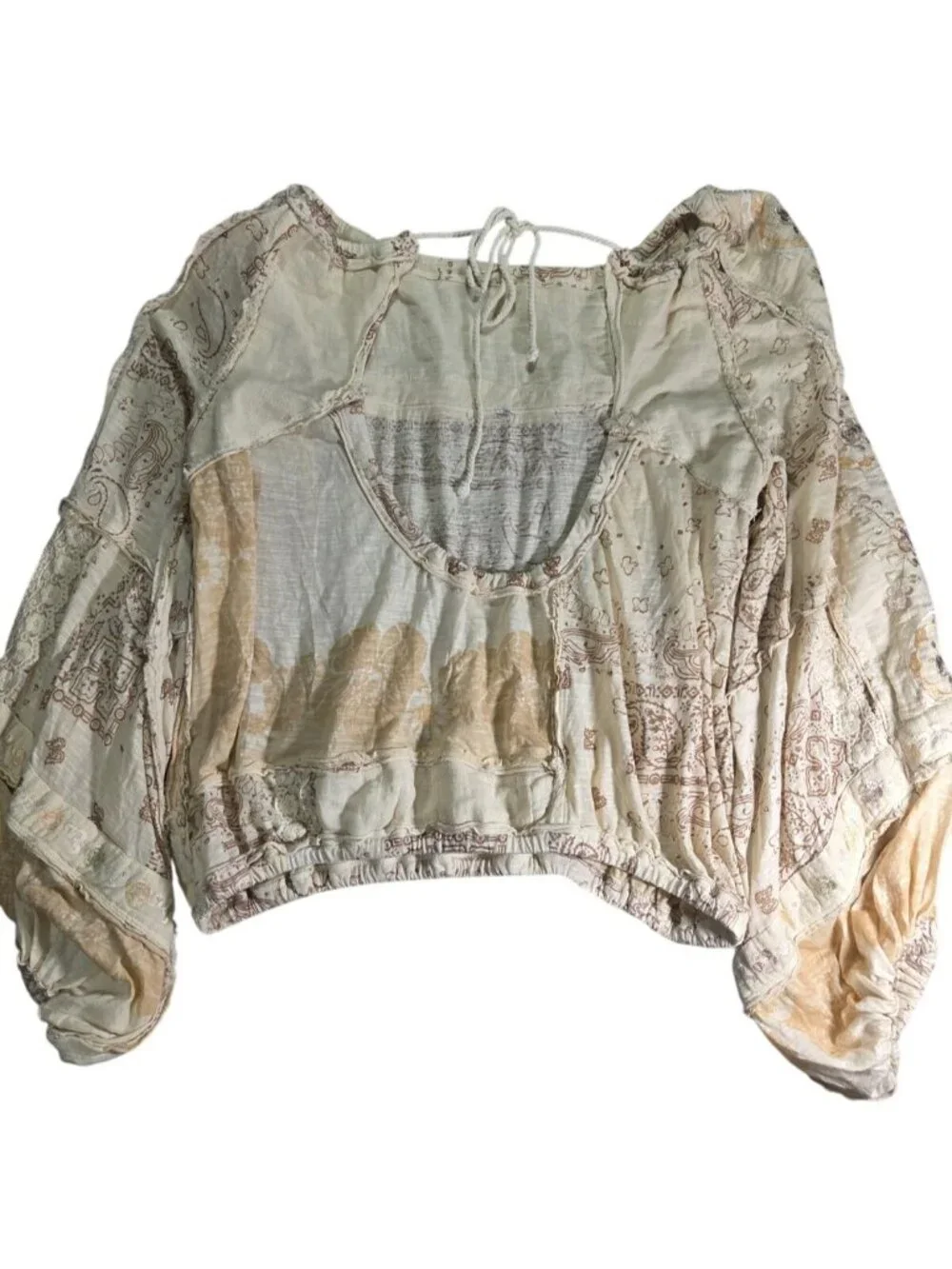 Free People Boom Boom Tunic Floral Embroidered Puff Sleeve Sz XS Feminine